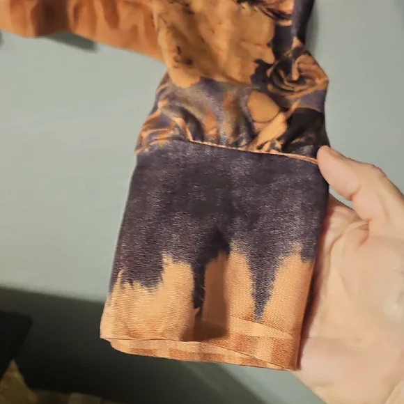 Floral Tie-Dye Orange Pullover Hoodie - Picture 5 of 6